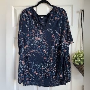 Lucky Brand Navy Floral Blouse size 3X